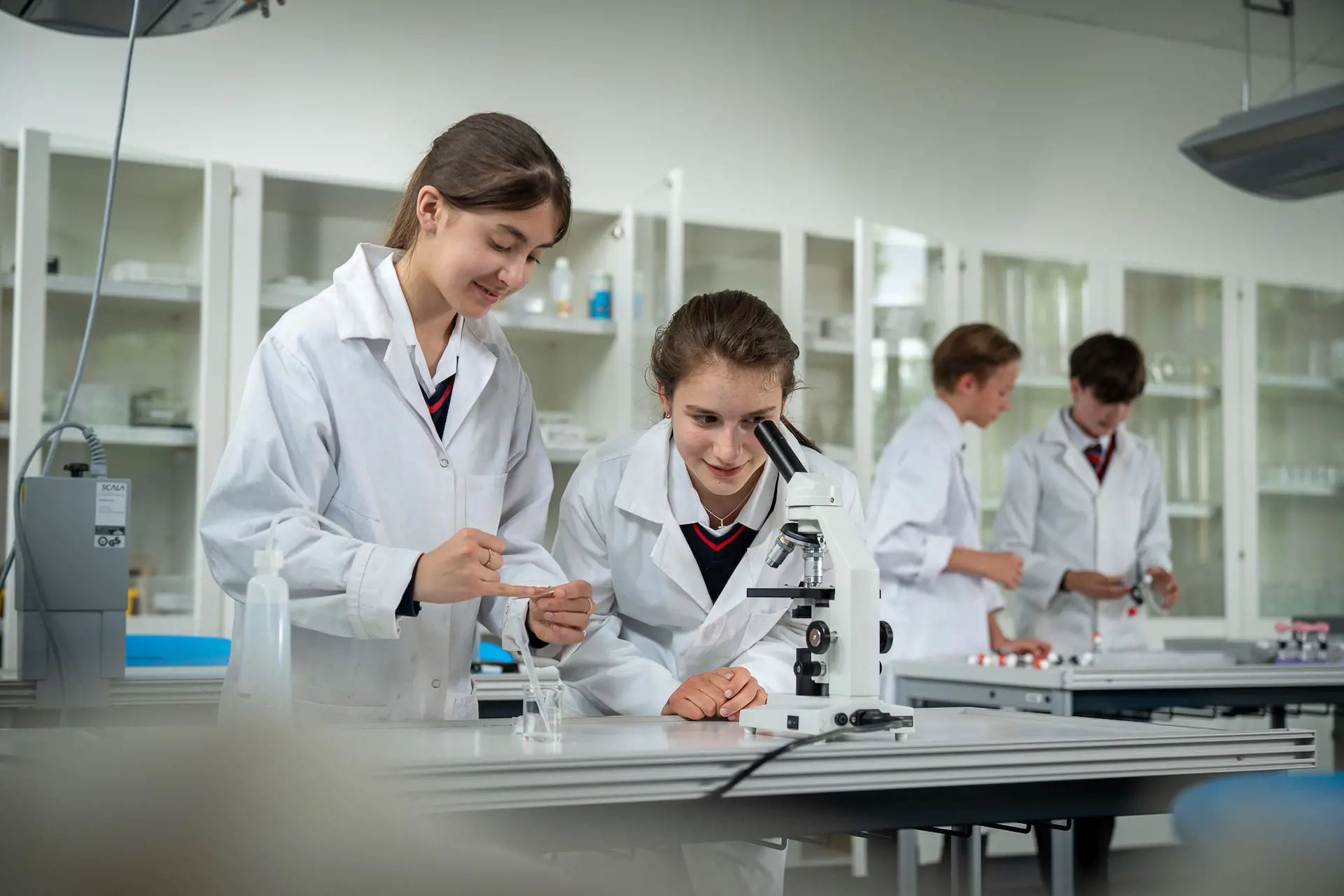 St George's School pupils in science class